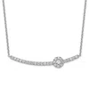 Diamond2deal 14k White Gold 1/2 Ct Lab Grown Diamond Halo Bar Pendant Necklace 18" Clarity Vs, Color G-h In White
