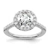 Diamond2deal 14k White Gold 1/2 Ct Lab Grown Diamond Round Halo Engagement Ring In White