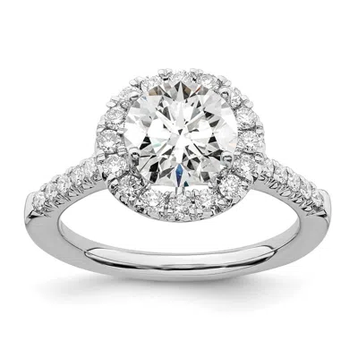 Diamond2deal 14k White Gold 1/2 Ct Lab Grown Diamond Round Halo Engagement Ring