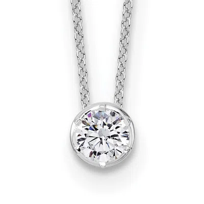 Diamond2deal 14k White Gold 1/2 Ct Lab Grown Diamond Solitaire Slide Necklace 18" Clarity Vs, Color D-e In Metallic