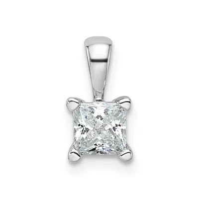Diamond2deal 14k White Gold 1/2 Ct Princess Lab Grown Diamond Pendant Necklace 18" Clarity Vs, Color G-h