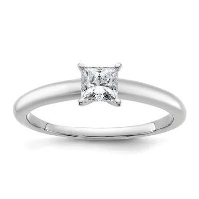 Diamond2deal 14k White Gold 1/2 Ct Princess Lab Grown Diamond Solitare Engagement Ring