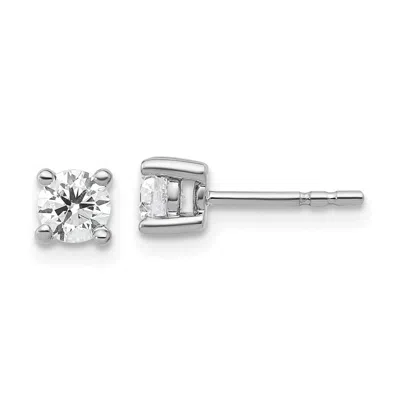 Diamond2deal 14k White Gold 1/2 Ct Round Lab Grown Diamond Stud Earrings Vs Clarity, D-e Color In Yellow
