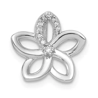 Diamond2deal 14k White Gold 1/20 Carat Diamond Plumeria Flower Chain Slide In Metallic