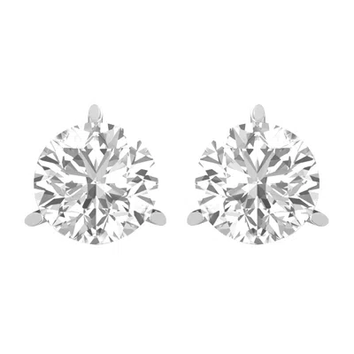 Diamond2deal 14k White Gold 1.25 Ct Round Lab Grown Diamond Solitaire Stud Earrings Color- E-f In Metallic