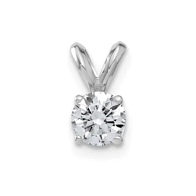 Diamond2deal 14k White Gold 1/2ct. 5.0mm Round Moissanite Solitaire Pendant In Metallic