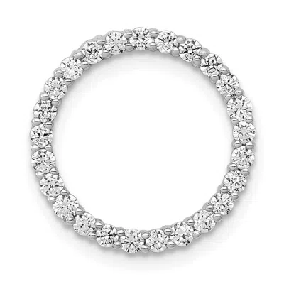 Diamond2deal 14k White Gold 1/2ct. Diamond Circle Chain Slide Pendant In Metallic