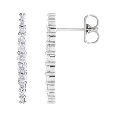 Diamond2deal 14k White Gold 1/2ct Lab-grown Diamond Earrings Clarity Si, Color G-h
