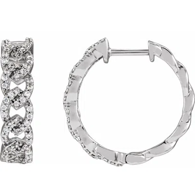 Diamond2deal 14k White Gold 1/2ct Lab-grown Diamond Hoop Earrings Clarity Si, Color G-h