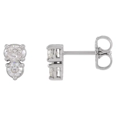 Diamond2deal 14k White Gold 1/2ct Lab-grown Diamond Two-stone Earrings Clarity Si, Color G-h