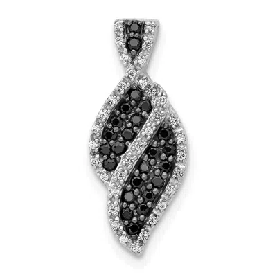 Diamond2deal 14k White Gold 1/3 Carat White And Black Diamond Fancy Curve Chain Slide In Silver