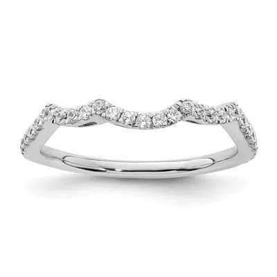 Diamond2deal 14k White Gold 1/3 Ct Diamond Contoured Wedding Band Ring In Silver