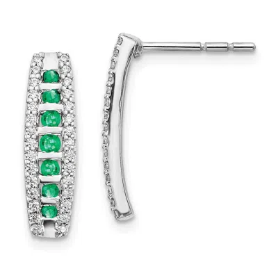Diamond2deal 14k White Gold 1/3 Ct Lab Grown Diamond And Created Emerald Stud Earrings