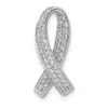 Diamond2deal 14k White Gold 1/3 Ct Lab Grown Diamond Awareness Ribbon Chain Slide Pendant In White