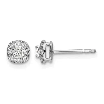 Diamond2deal 14k White Gold 1/3 Ct Lab Grown Diamond Cushion Halo Stud Earrings Vs Clarity, G-h Color In Metallic