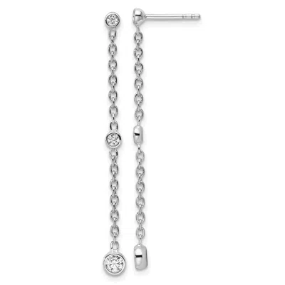 Diamond2deal 14k White Gold 1/3 Ct Lab Grown Diamond Graduated Dangle Earrings Vs Clarity, D-e Color