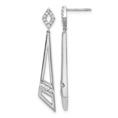 Diamond2deal 14k White Gold 1/3 Ct Lab Grown Diamond Triangles Dangle Earrings Vs Clarity, G-h Color In Yellow
