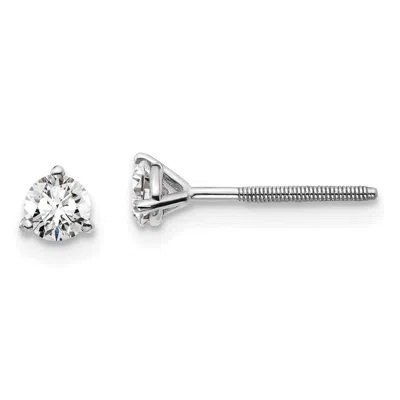 Diamond2deal 14k White Gold 1/3 Ct Round Lab Grown Diamond Stud Earrings Screw Back Vs Clarity, D-e Color