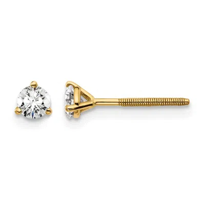 Diamond2deal 14k Gold 2/3 Ct Round Lab Grown Diamond Stud Earrings Screw Back Vs Clarity, D-e Color