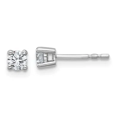 Diamond2deal 14k White Gold 1/3 Ct Round Lab Grown Diamond Stud Earrings Vs Clarity, D-e Color In Yellow