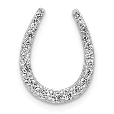 Diamond2deal 14k White Gold 1/4 Carat Diamond Horseshoe Chain Slide In Metallic