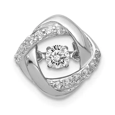 Diamond2deal 14k White Gold 1/4 Carat Vibrant Moving Diamond Intertwined Squares Chain Slide In Silver
