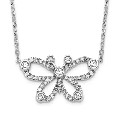 Diamond2deal 14k White Gold 1/4 Ct Lab Grown Diamond Butterfly Pendant Necklace 18" Clarity Vs, Color G-h