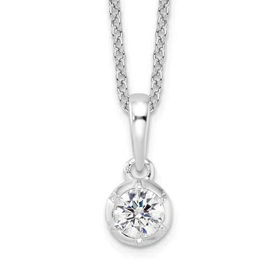 Diamond2deal 14k White Gold 1/4 Ct Lab Grown Diamond Solitaire Pendant Necklace 18" Clarity Vs, Color D-e