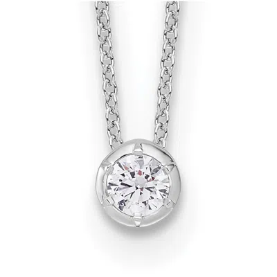 Diamond2deal 14k White Gold 1/4 Ct Lab Grown Diamond Solitaire Slide Necklace 18" Clarity Vs, Color D-e