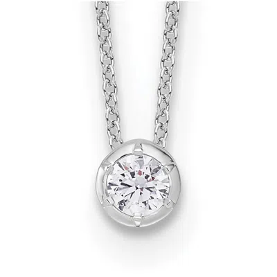 Diamond2deal 14k White Gold 1/4 Ct Lab Grown Diamond Solitaire Slide Necklace 18" Clarity Vs, Color D-e In Metallic