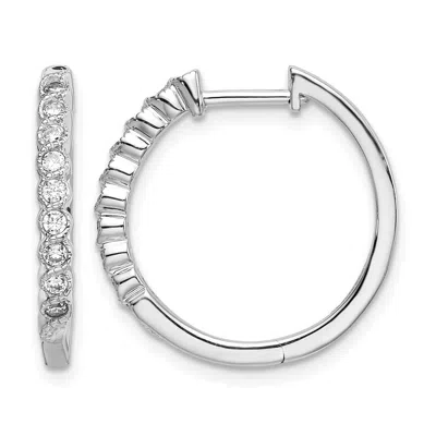 Diamond2deal 14k White Gold 1/4 Ct Round Lab Grown Diamond Hoop Earrings In Metallic