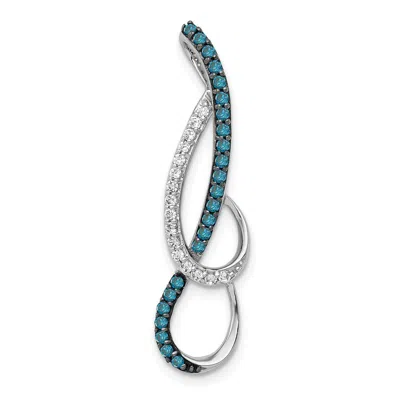 Diamond2deal 14k White Gold 1/4ct. Blue And White Diamond Fancy Chain Slide Pendant