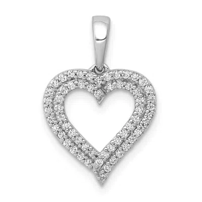 Diamond2deal 14k White Gold 1/4ct. Diamond 2-row Heart Pendant