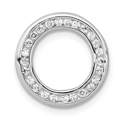 Diamond2deal 14k White Gold 1/4ct. Diamond Circle Chain Slide Pendant In Metallic