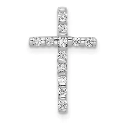 Diamond2deal 14k White Gold 1/4ct. Diamond Cross Chain Slide Pendant In Silver