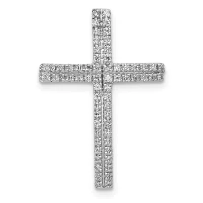 Diamond2deal 14k White Gold 1/4ct. Diamond Cross Chain Slide Pendant In Metallic