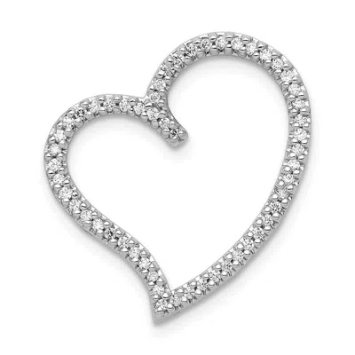 Diamond2deal 14k White Gold 1/4ct. Diamond Heart Chain Slide Pendant