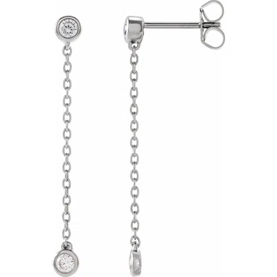 Diamond2deal 14k White Gold 1/4ct Lab-grown Diamond Chain Earrings Clarity Si, Color G-h