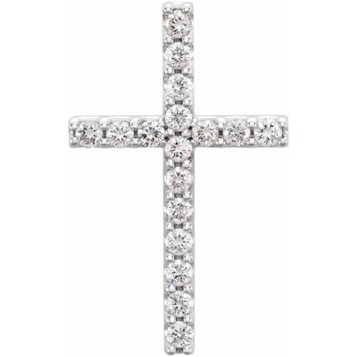 Diamond2deal 14k White Gold 1/4ct Lab-grown Diamond Petite Cross Pendant