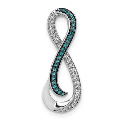Diamond2deal 14k White Gold 1/5 Carat White And Blue Diamond Infinity Chain Slide In Brown