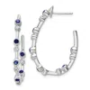 Diamond2deal 14k White Gold 1/5 Ct Lab Grown Diamond And Blue Sapphire Hoop Earrings Vs Clarity, D-e Color In Multi