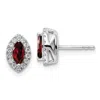 Diamond2deal 14k White Gold 1/5 Ct Lab Grown Diamond And Garnet Stud Earrings