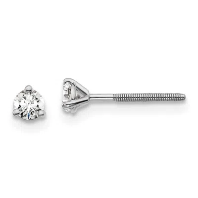 Diamond2deal 14k White Gold 1/5 Ct Round Lab Grown Diamond Stud Earrings Screw Back Vs Clarity, D-e Color