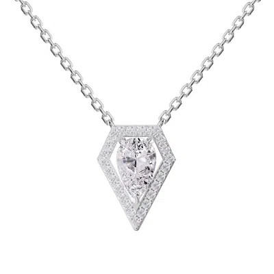 Diamond2deal 14k White Gold 1.50 Carat Pear Shape Lab Grown Diamond Pendant Necklace 18"