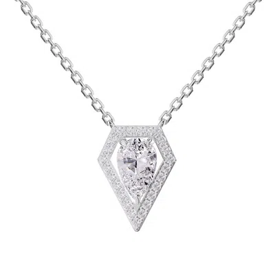 Diamond2deal 14k White Gold 1.50 Carat Pear Shape Lab Grown Diamond Pendant Necklace 18" Vvs-vs