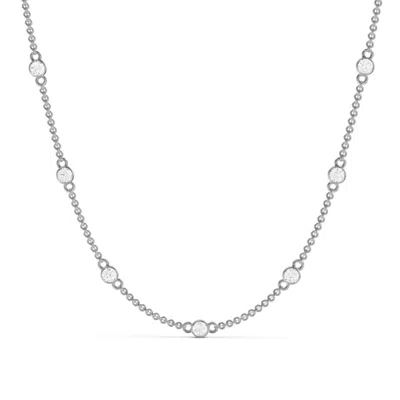DIAMOND2DEAL DIAMOND2DEAL 14K WHITE GOLD 1.50 CT BEZEL SET LAB GROWN DIAMOND STATION NECKLACE (E-F