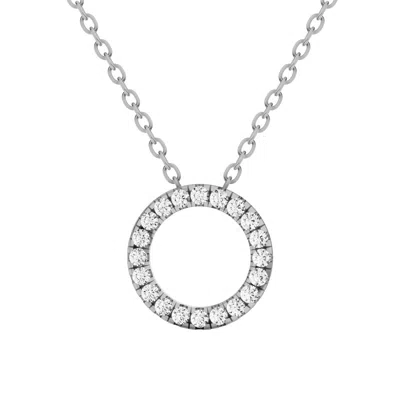 Diamond2deal 14k White Gold 1.50 Ct Lab Grown Diamond Basic Circle Pendant Necklace In Metallic