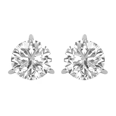 Diamond2deal 14k White Gold 1.50 Ct Round Lab Grown Diamond Solitaire Stud Earrings Color- E-f In Red