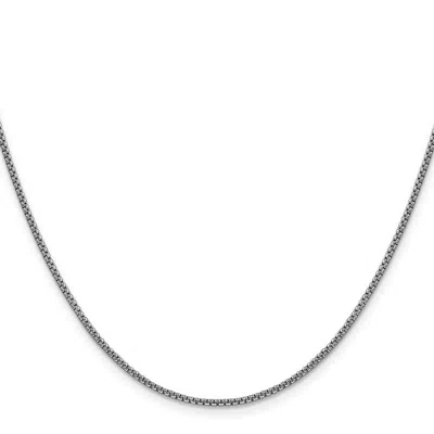 Diamond2deal 14k White Gold 1.5mm Semi-solid Round Box Chain Necklace In Metallic