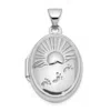 Diamond2deal 14k White Gold 19x15mm Foot Prints Reversible Oval Locket Pendant In White